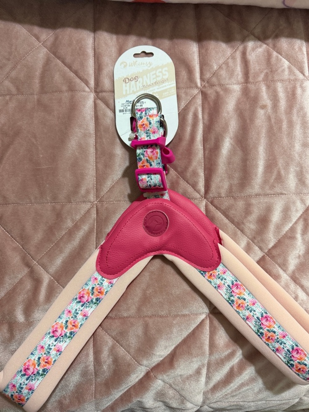 Pink Floral Dog Harness - Adjustable Comfort Fit